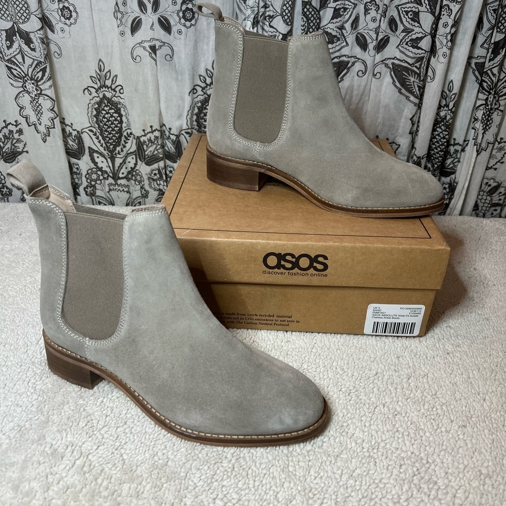 ASOS Wide Fit Suede Chelsea Ankle Boot size UK 5
